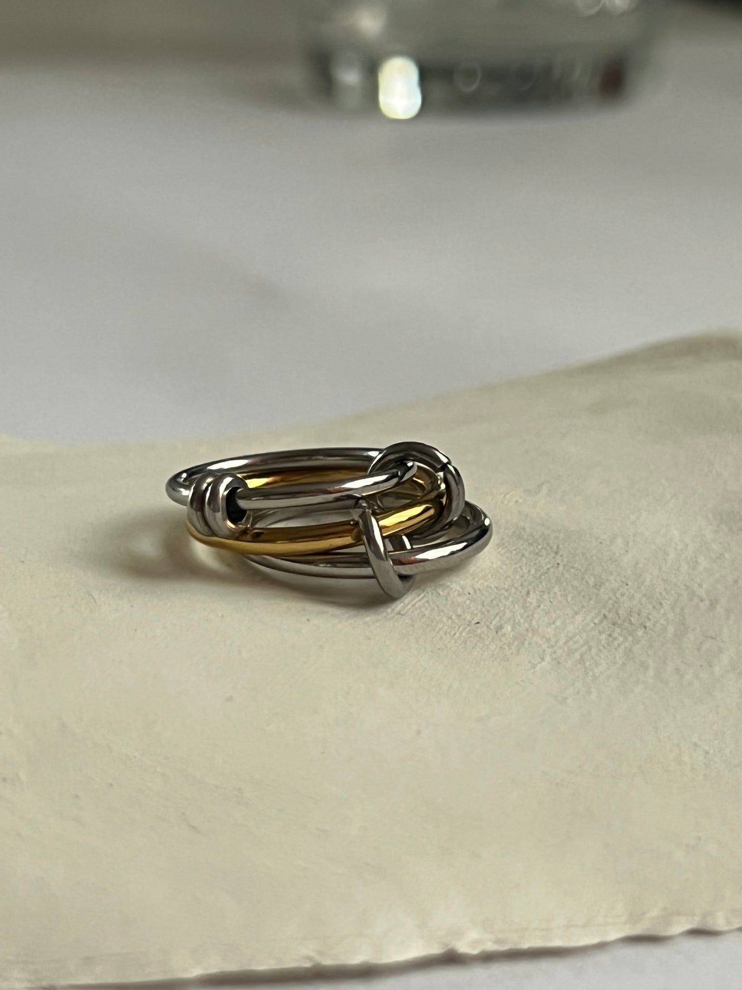 Anillo triple bicolor
