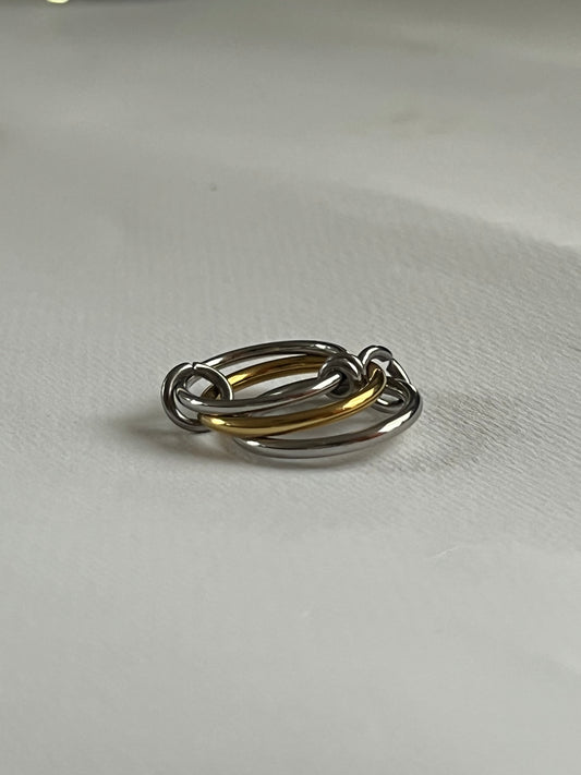Anillo triple bicolor
